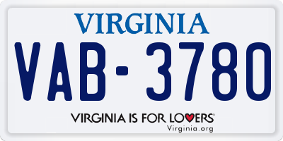 VA license plate VAB3780