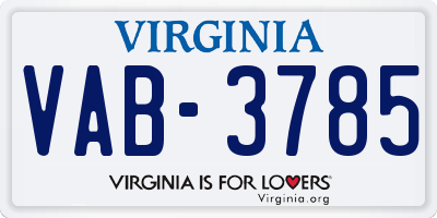 VA license plate VAB3785