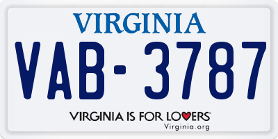 VA license plate VAB3787