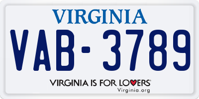 VA license plate VAB3789