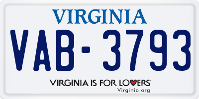 VA license plate VAB3793