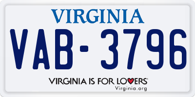 VA license plate VAB3796