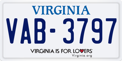 VA license plate VAB3797