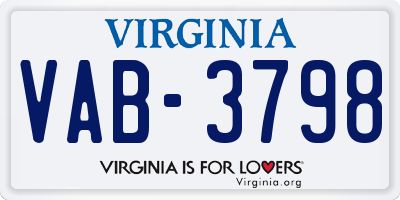 VA license plate VAB3798