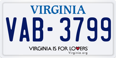 VA license plate VAB3799