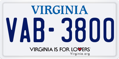 VA license plate VAB3800