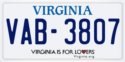 VA license plate VAB3807