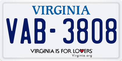 VA license plate VAB3808