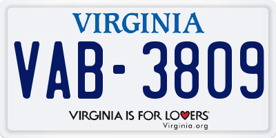 VA license plate VAB3809