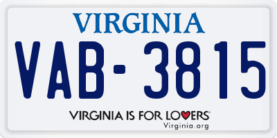 VA license plate VAB3815