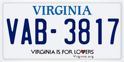 VA license plate VAB3817