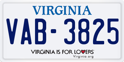 VA license plate VAB3825