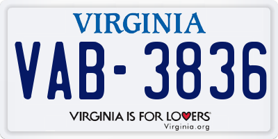 VA license plate VAB3836