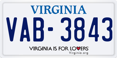 VA license plate VAB3843