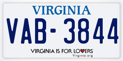 VA license plate VAB3844