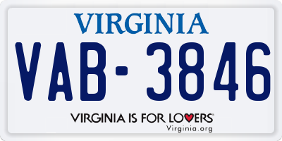 VA license plate VAB3846