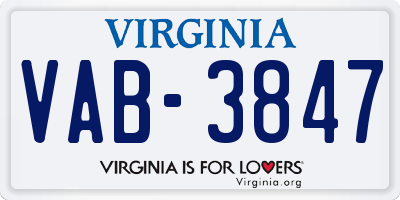 VA license plate VAB3847