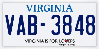 VA license plate VAB3848