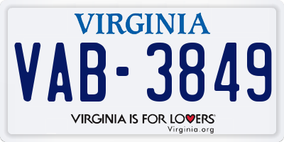 VA license plate VAB3849