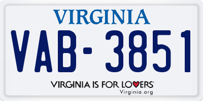 VA license plate VAB3851