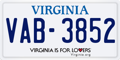 VA license plate VAB3852
