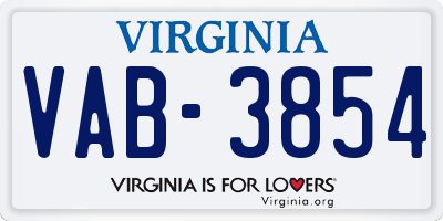VA license plate VAB3854