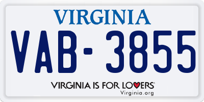 VA license plate VAB3855