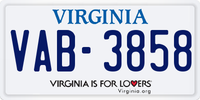 VA license plate VAB3858