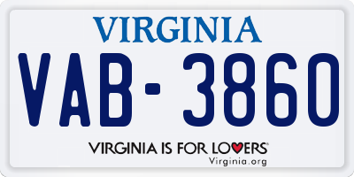 VA license plate VAB3860