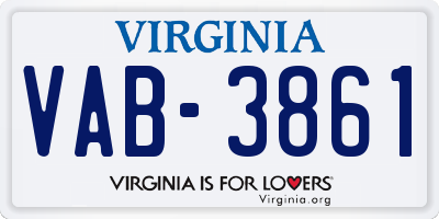 VA license plate VAB3861