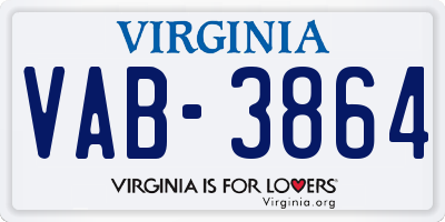 VA license plate VAB3864