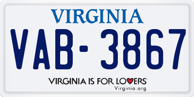 VA license plate VAB3867