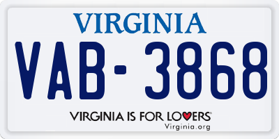 VA license plate VAB3868