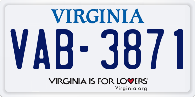 VA license plate VAB3871