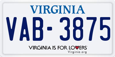 VA license plate VAB3875