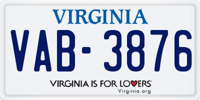 VA license plate VAB3876