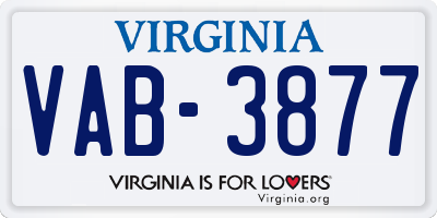 VA license plate VAB3877