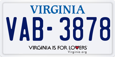 VA license plate VAB3878