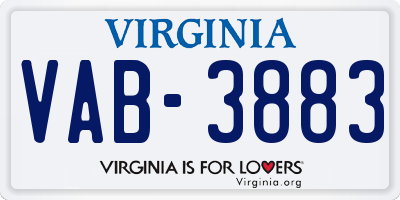 VA license plate VAB3883