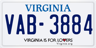 VA license plate VAB3884
