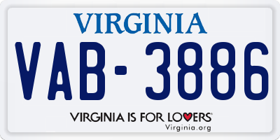 VA license plate VAB3886
