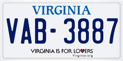 VA license plate VAB3887