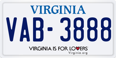 VA license plate VAB3888