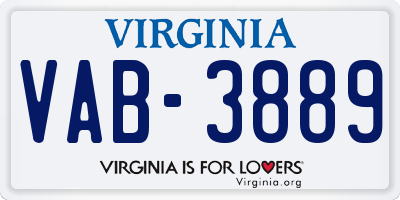 VA license plate VAB3889