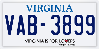 VA license plate VAB3899