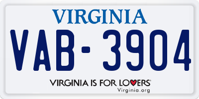 VA license plate VAB3904