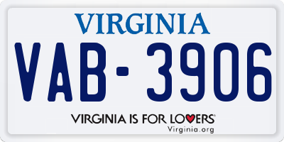 VA license plate VAB3906