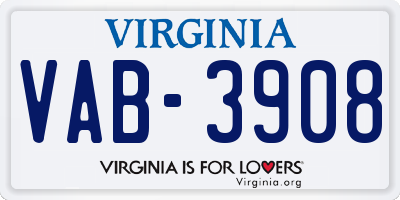 VA license plate VAB3908