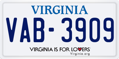 VA license plate VAB3909