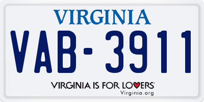 VA license plate VAB3911